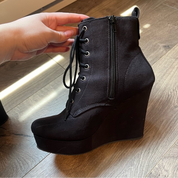 Shi by Journey’s Suede Wedge Boot Heels - Picture 8 of 8